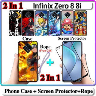 2 IN 1 เคส Infinix Zero 8 8i เคส พร้อมกระจกนิรภัยโค้ง เซรามิค ป้องกันหน้าจอ นารูโตะ และการออกแบบ One Piece