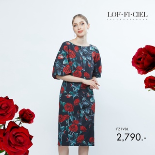 Lofficiel Timeless Rose Dress เดรสลายพิมพ์ดอกกุหลาบ (FZ1VBL)