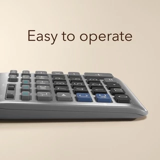 Casio Calculator เครื่องคิดเลข คาสิโอ รุ่น JF-120FM แบบตั้งโต๊ะ ดีไซน์โค้งมน 12 หลัก สีเทา