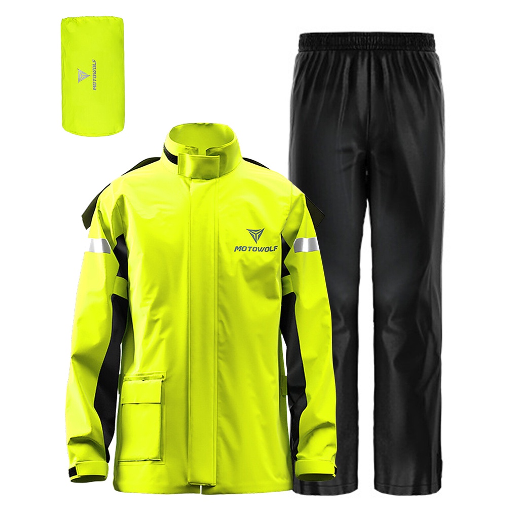 Men Motorcycle Rain Suit Outdoor Reflective Waterproof Rain Jacket and Pants Rain Gear for Bike Riding Cycling Camping #4