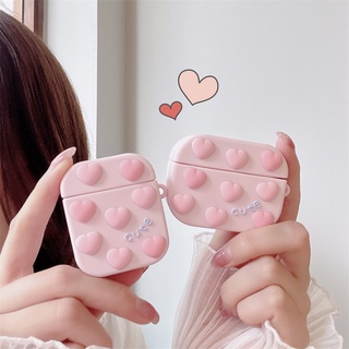 เคสหูฟังซิลิโคน รูปหัวใจ สีชมพู สําหรับ AirPods Pro AirPods 1 2 3