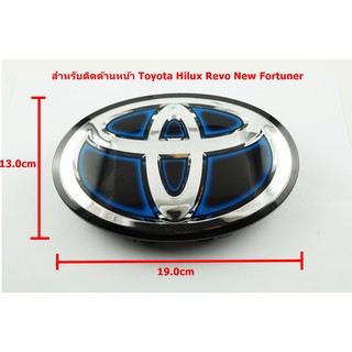 ป้ายโลโก้ TOYOTA สำหรับติดกระจังหน้า New Fortuner REVO เคลือบแก้วHybrid ขนาด 19.0X13.0 cmด้านหลังมีขายึด