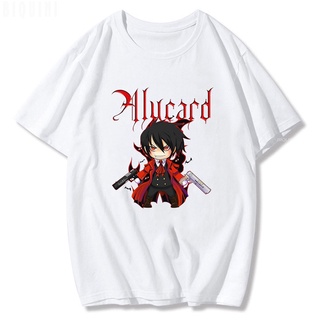 เสื้อยืดสีขาว - ใหม่ Hellsing เสื้อยืด Alucard มังงะสุดยอดอะนิเมะญี่ปุ่นผ้าฝ้ายสไตล์โกธิคท็อปส์ซูด้