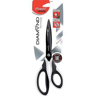 Maped Diamond Carbon-Coated Soft Grip Scissors  กรรไกร ไดมอนด์ มาเพ็ด เคลือบผิวคาร์บอน ด้ามจับนิ่ม 8 1/4 นิ้ว (21cm)