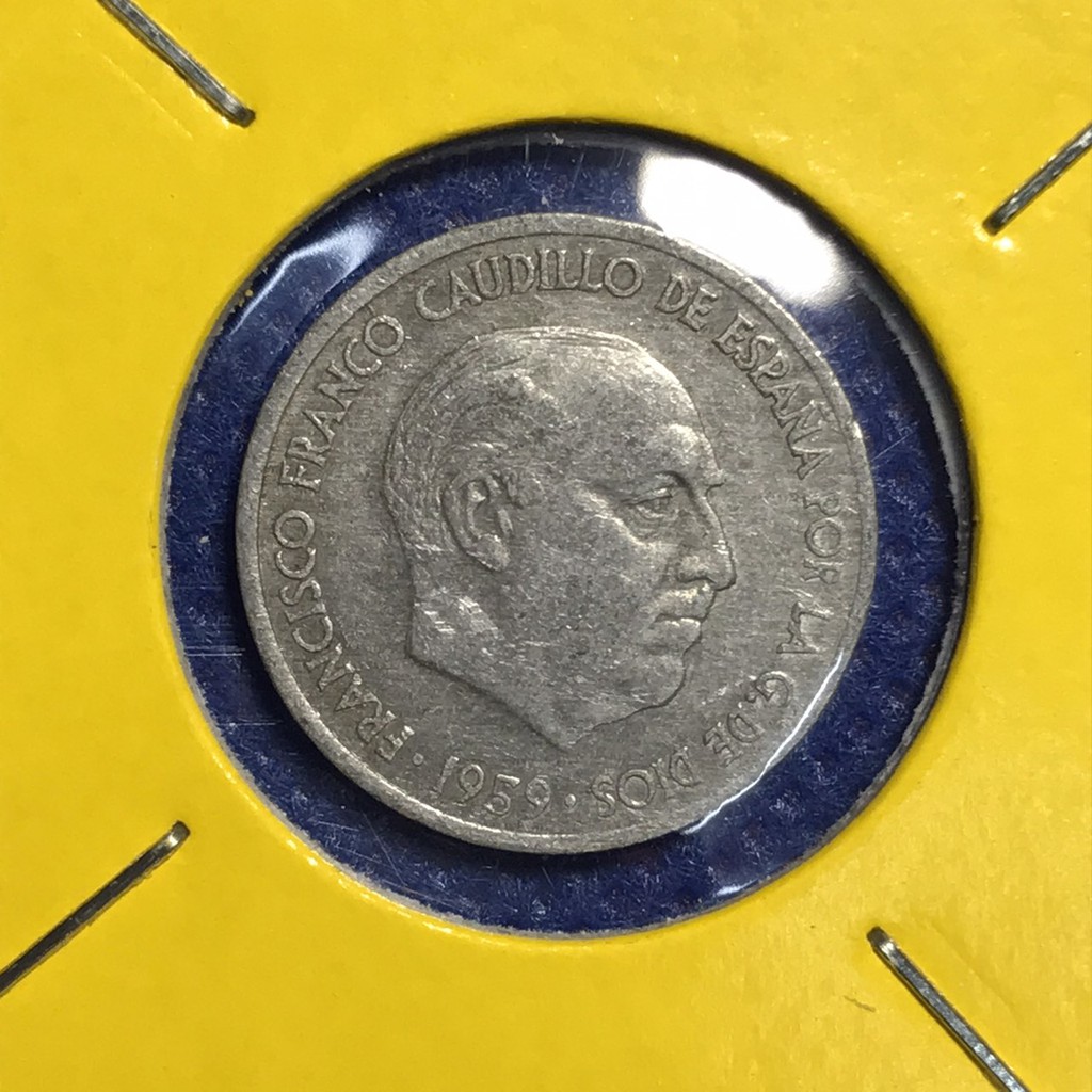 เหรียญรหัส14781 เหรียญเก่า 1959 สเปน 10 CENTIMOS ของแท้ เหรียญต่างประเทศ หายาก น่าสะสม