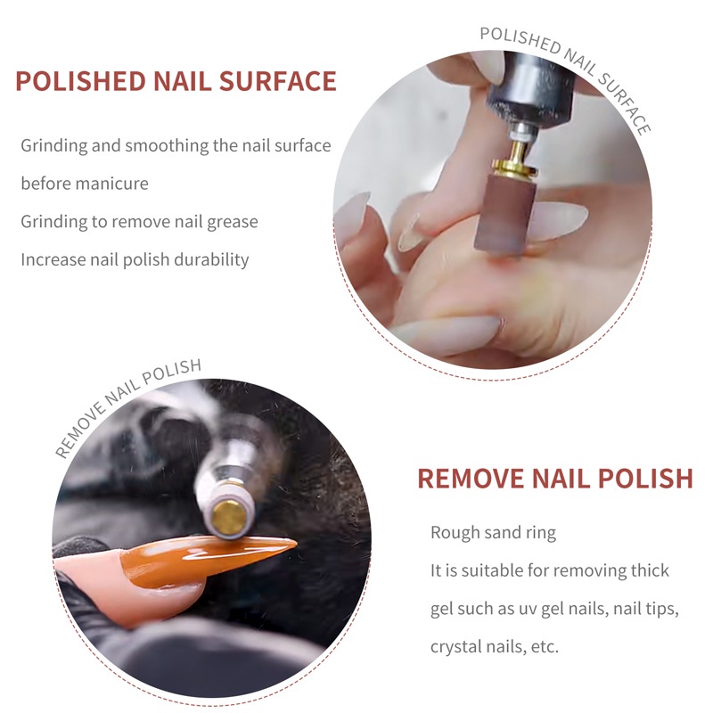 LUSLUKING สายกระดาษทรายขัดเล็บ#80#120#180 / เครื่องเจียรทรายวงกลมเล็บสว่านบิตขัดวงสําหรับอุปกรณ์ทําเล็บ - รูปที่ 4