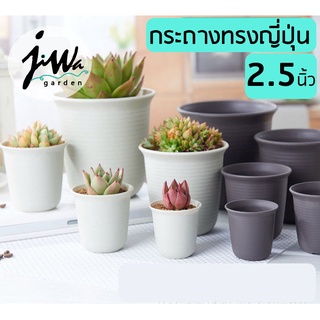 (J080) กระถาง 2.5 นิ้ว ทรงญี่ปุ่น กระถางปากแตร ทรงสูง สไตล์มินิมอล กระถางแคคตัส กระถางพลาสติก