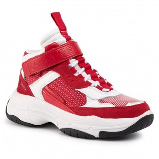 CALVIN KLEIN JEANS รองเท้าผ้าใบหุ้มข้อผู้หญิง | MISSIE Sneakers in WHITE RED