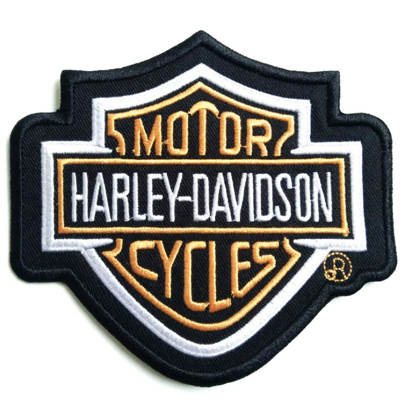 อาร์ม ตัวรีดติดเสื้อขนาด 4.6*4.2นิ้ว HARLEY DAVIDSON ORANGE BARSHIELD HD HOG MOTORCYCLE CLUB iron on