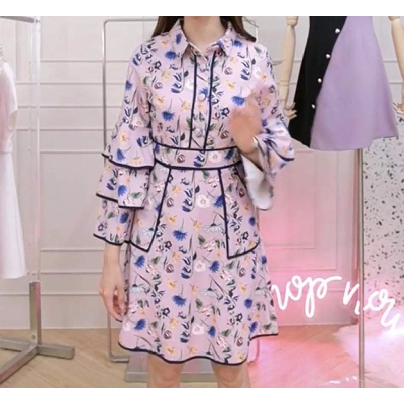 la mingnonne dress สีชมพูลายดอกไม้