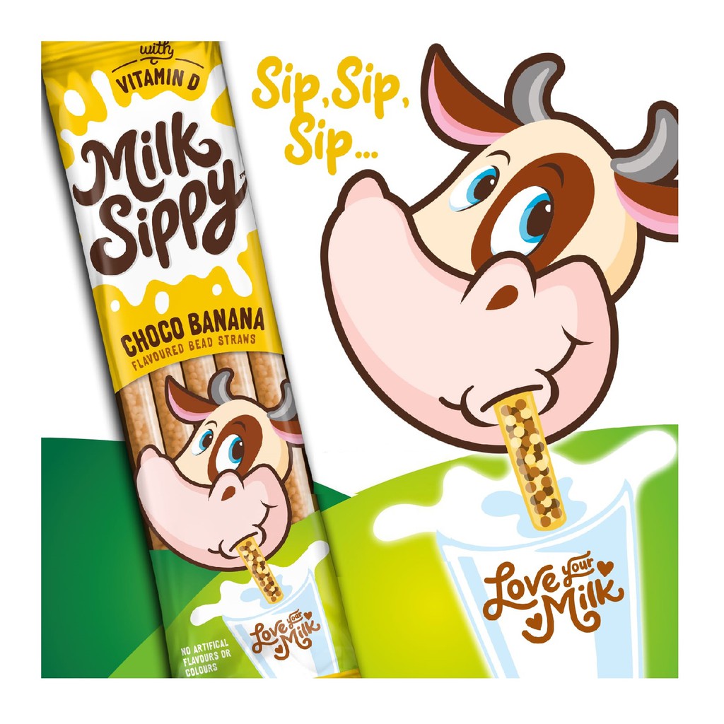 Milk Sippy หลอดดูดนม รสช็อคโก้บานาน่า (แพค)