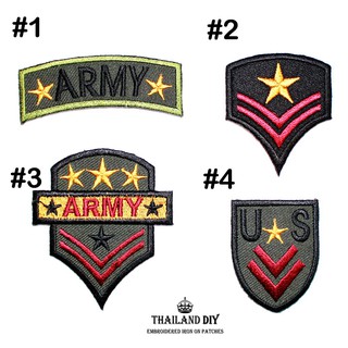 ตัวรีดติดเสื้อ แนว ทหาร ตรา ไซร์S ชุดทหาร Army Patch งานปัก DIY wop ตัวรีด อาร์ม ติดเสื้อผ้าเด็ก แจ็คเก็ต เครื่องหมาย รบ