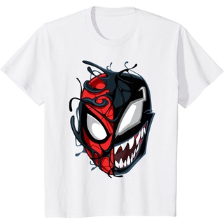 เสื้อยืดผ้าฝ้ายพรีเมี่ยม เสื้อยืด พิมพ์ลาย Marvel Spider-Man Maximum Venom Spider-Man Big Face สําหรับผู้ชาย