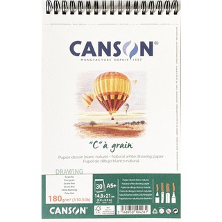 Canson(แคนสัน) สมุดซีอาร์เกร็น สันห่วงบน ผิว Fine grain หนา180G ขนาด 14.8×21ซม (A5) บรรจุ 30 แผ่น C400 060 623