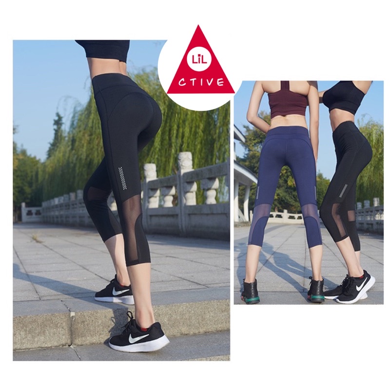 [LIL ACTIVE] RUNNING LEGGINGS ZUMBA PANTS CROP TIGHTS SPORTS MID CALF RUNNING CYCLING YOGA PANTS