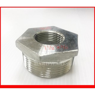 ข้อลดเหลี่ยมสแตนเลส / ข้อลด นอก+ใน (Hex Bushing Stainless 304) เกลียวนอก-ใน   (ขนาด2-1/2"- 4นิ้ว )