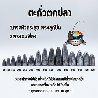 ตะกั่วตกปลา ทรงหัวกระสุน ทรงลูกปืน + ทรงมะเฟือง ขนาด 40 กรัม ( SET 10 ลูก)