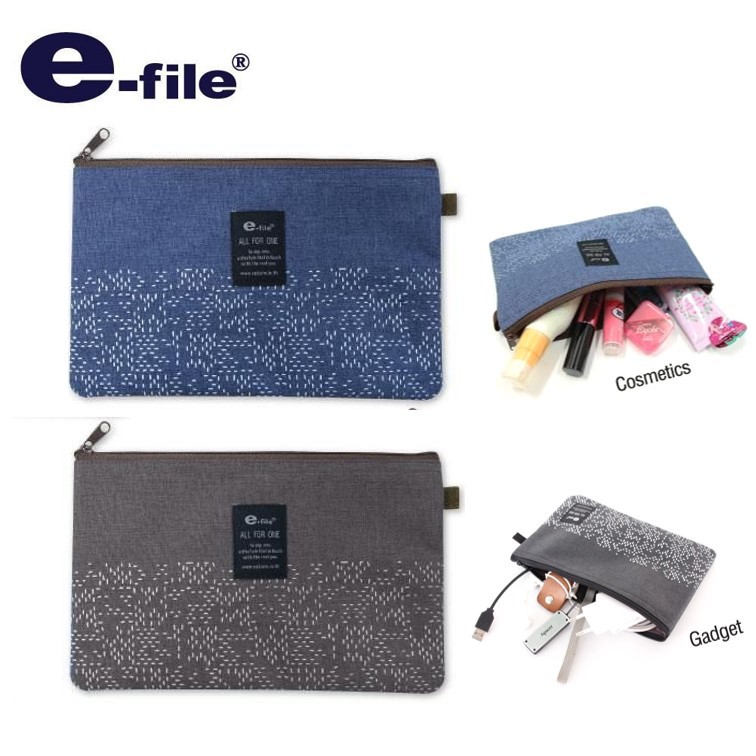 กระเป๋าดินสออีไฟล์ e-file แบบผ้า รุ่น CPK62 (สกรีนลายกันน้ำ) ขนาด 22x13.5 ซม.ลายมินิมอล