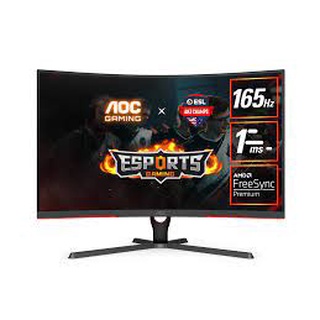 จอมอนิเตอร์ AOC 31.5" VA Curved Gaming monitor , QHD 2560x1440 @165Hz 1Ms , HDMI, DP, Adjustable stand , Adaptive-SYNC