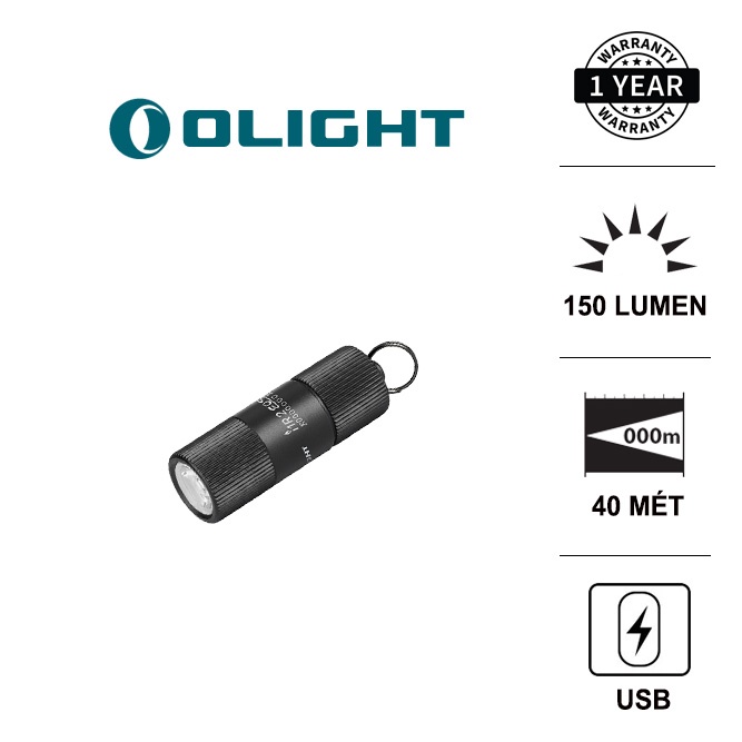 Đèn pin móc khóa Olight I1R 2 EOS sáng 150 lumen xa 40m sạc USB pin Li-ion