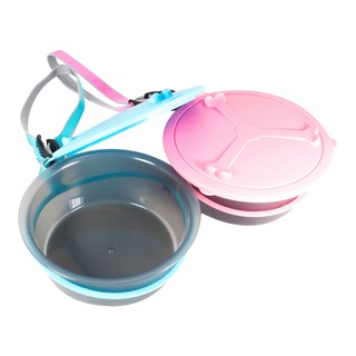 QQ6 Hisopetshop ชามอาหาร+น้ำ สำหรับพกพา