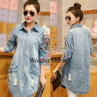 Minidress denim long jacket