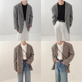 พร้อมส่ง! เสื้อ Blazer ลายตาราง สไตล์เกาหลี ใส่ทำงานใส่เที่ยวได้ J6