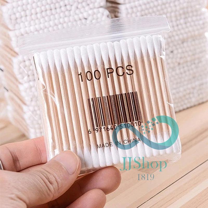 Cotton Buds คอตตอนบัด สำลีปั่นหู ก้าน ไม้ อเนกประสงค์ บรรจุ 100 ก้าน jj99
