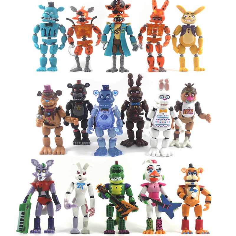 6 Pcs/Set At Five Nights FNAF PVC Action Figures Bonnie Foxy Toys 5 Fazbear Bear Doll Model Toys Bir