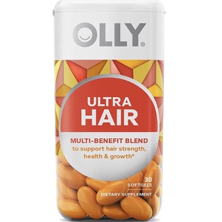 OLLY Ultra Strength Hair Softgels, Supports Hair Strength, Health and Growth, BHair Supplement วิตามินบำรุงเส้นผม