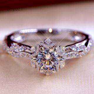 แหวนเพชรพลอยไพลินสีขาว 925 bhy 0 . 8 ct