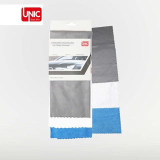 Unic 3 Microfiber Cleaning Set    ผ้าไมโครไฟเบอร์  3 แบบ  (ผ้าเช็ดผิวสี / ผ้าเช็ดเก็บรายละเอียด /เช็ดกระจก)