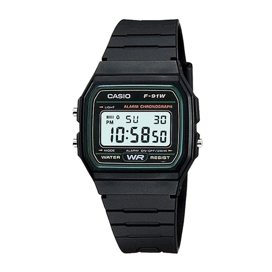 Casio Standard Digital นาฬิกาข้อมือผู้ชาย สายเรซิ่น รุ่น  F-91,F-91W,F-91W-3  ( CMG ) - สีดำ