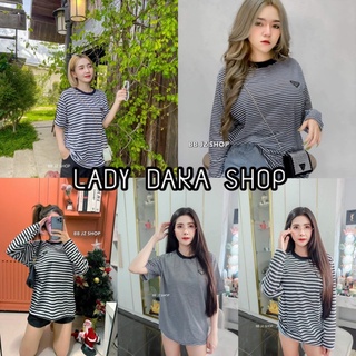 🧡LADY DAKA SHOP🧡 สาวอวบใส่ได้ เสื้อยืด เสื้อครอป ลายริ้ว  สกรีนPDและปัก คอตตอน100%