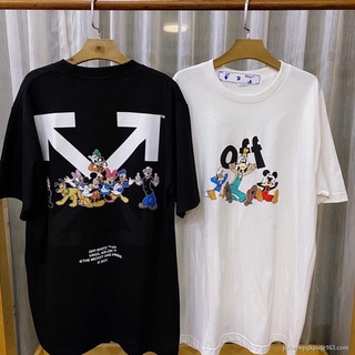 CZH เสื้อยืดแขนสั้น Off White มิกกี้ ครอบครัว SML