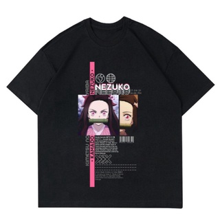 【เสื้อยืดใหม่】เสื้อผ้าผชNezuko Kamado เสื้อยืดแขนสั้น ผ้าฝ้าย พิมพ์ลายอนิเมะดาบพิฆาตอสูร สีดํา โอเวอร์ไซซ์ สไตล์วินเทจ ส