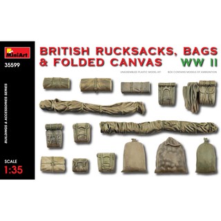 โมเดลอุปกรณ์จำลอง MiniArt 1/35 MI35599 British Rucksaks Folded Canvas &amp; Bags WWII