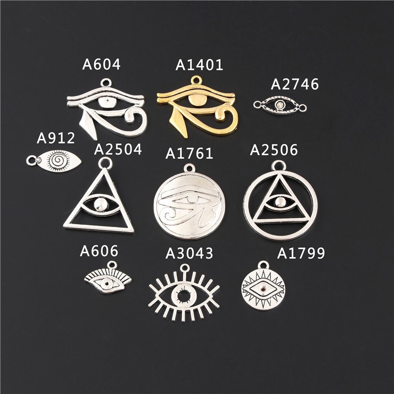 10 ชิ ้ นโบราณ Sliver/Gold In The Round Eyes Rah Egypt Eye Of Horus Egyptian Charm เครื ่ องประดับทํา DIY Handmade Craft