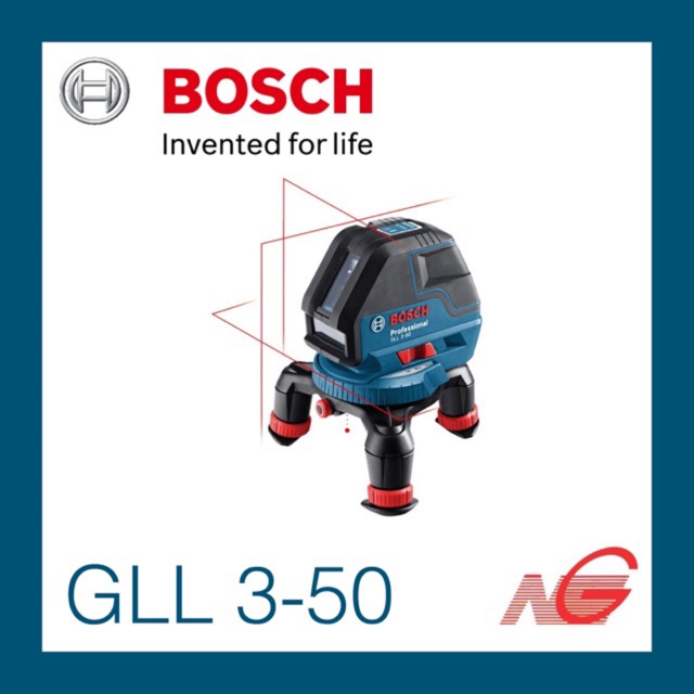 Bosch GLL 3-50 เครื่องวัดระดับเลเซอร์ 3 เส้น ระยะ 50 เมตร พร้อมฐานรับ