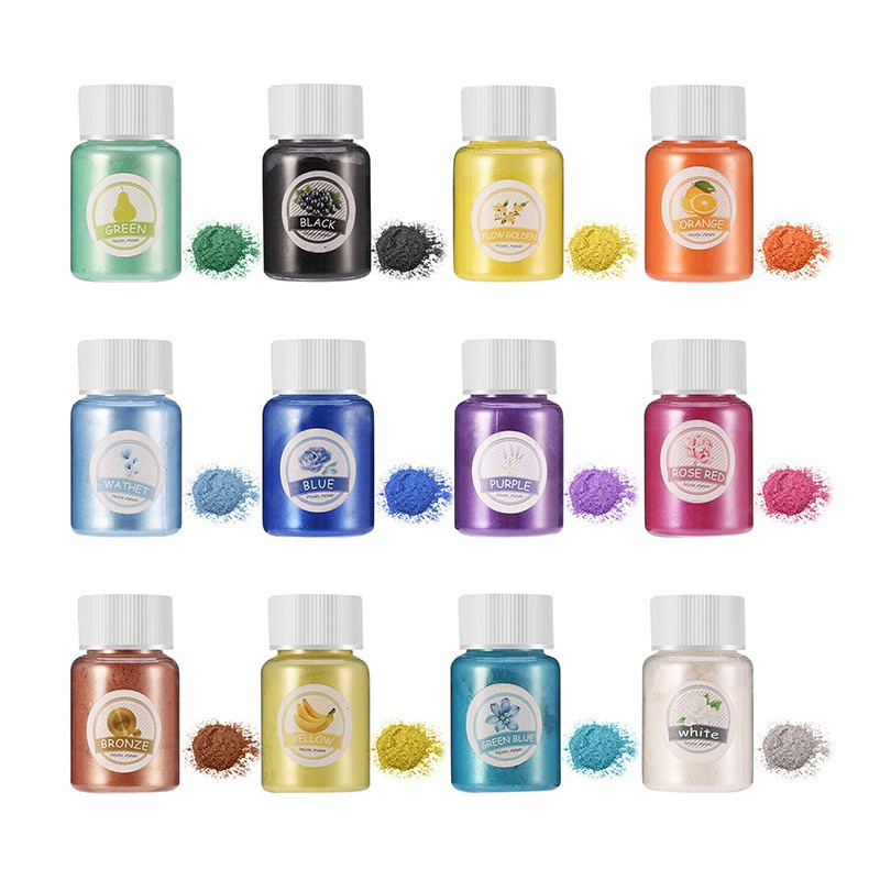 Mica Powder 12 Colors-120g Mica Pigment Powder for Epoxy, Soap Making, Candle Making, Resin Crafts (