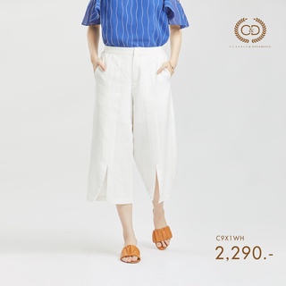 C&amp;D กางเกงขาวยาว กาง﻿เ﻿กงผู้หญิง Linen Pants ทรง Front Slit Pants ขาสี่ส่วน เนื้อผ้าลินินพรีเมี่ยม สีขาว (C9X1WH)