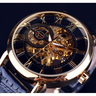 [ROZEE Forsining Fashion Hollow Skeleton Men Mechanical Busi…