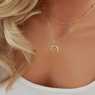 Fashion European and American New Jewelry Bohemian Double Corner Necklace Gold Plated Layered Ladies Clavicle Necklace