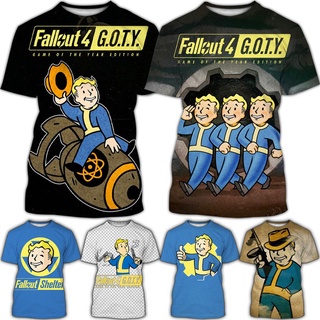 ใหม่ เสื้อยืดลําลอง แขนสั้น คอกลม พิมพ์ลาย Game Fallout 3D แฟชั่นฤดูร้อน สําหรับผู้ชาย SX-5XL