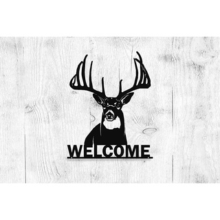 สติกเกอร์โลหะ รูปกวาง Welcome Whitetail Deer Buck สําหรับตกแต่งผนังบ้าน