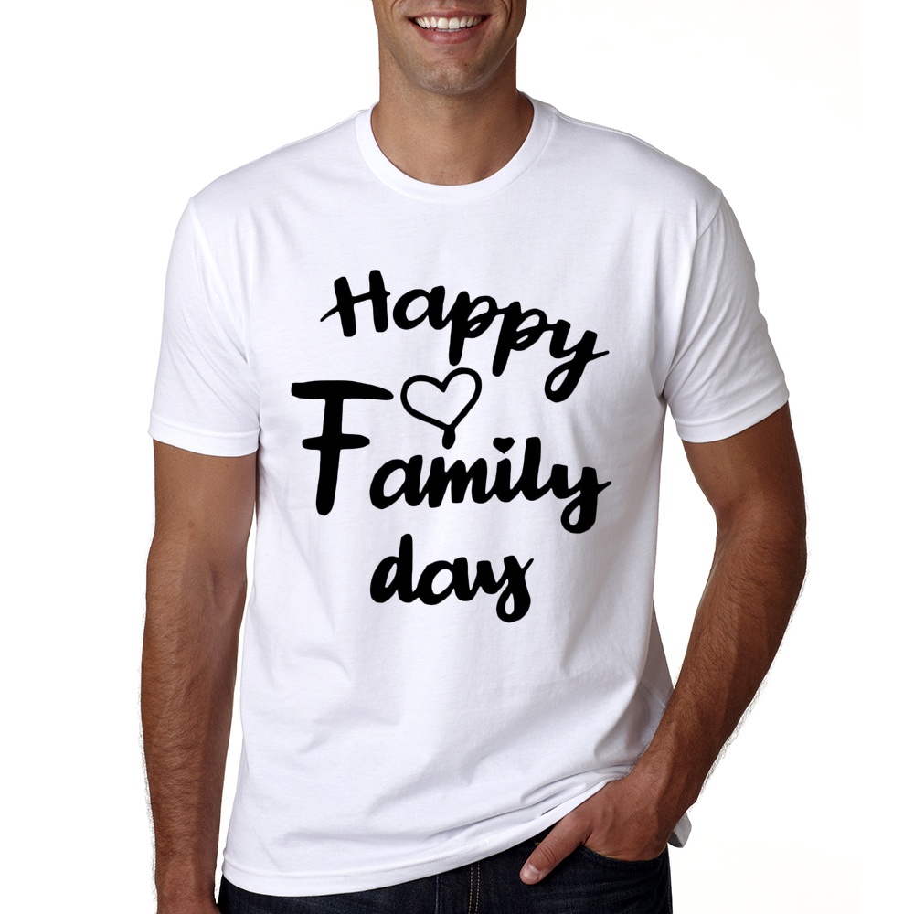 ชุดเสื้อยืด คอกลม แขนสั้น พิมพ์ลาย Happy Family Day สําหรับครอบครัว พ่อ แม่ และลูก