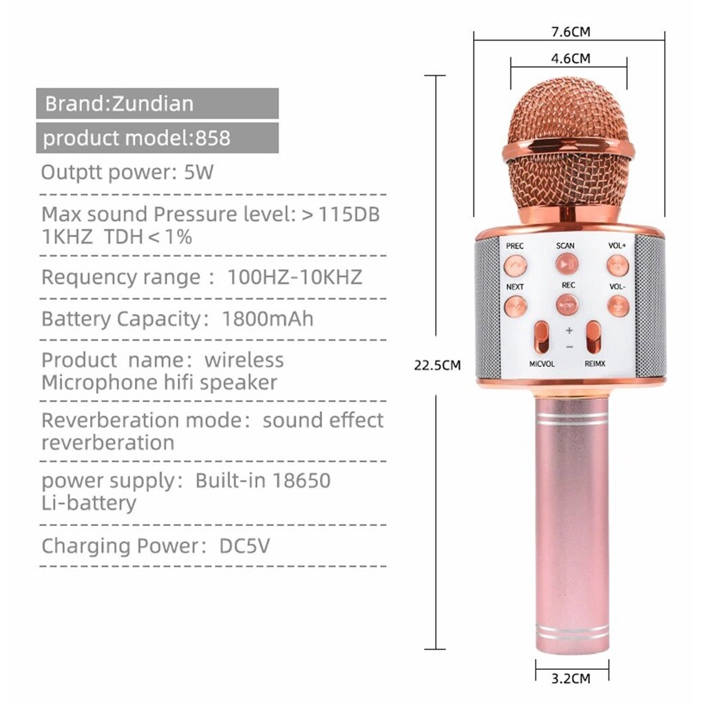 ∋♕☑Wireless Microphone HIFI Speaker WS858 ไมโครโฟนไร้สาย เครื่องเล่นคา