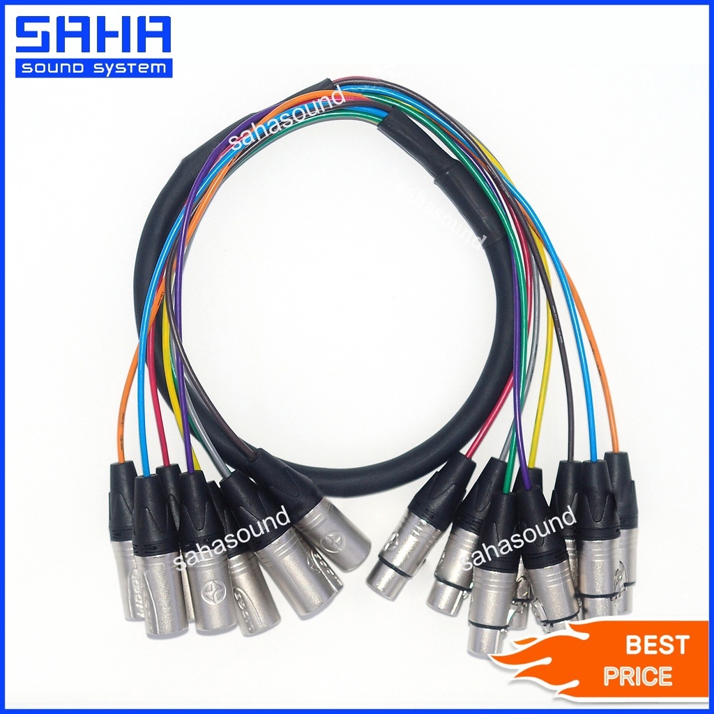 สายสัญญาณ มัลติคอร์ 8 คอร์ ยาว 1/1.5/2/3/5/10/15/20  เมตร  ( XLR หัว - ท้าย )  sahasound - สหซาวด์