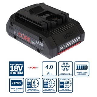 BOSCH แบตเตอรี่ ProCORE 18V 4.0 Ah รุ่น 1600A0193L รับประกันศูนย์ 6 เดือน