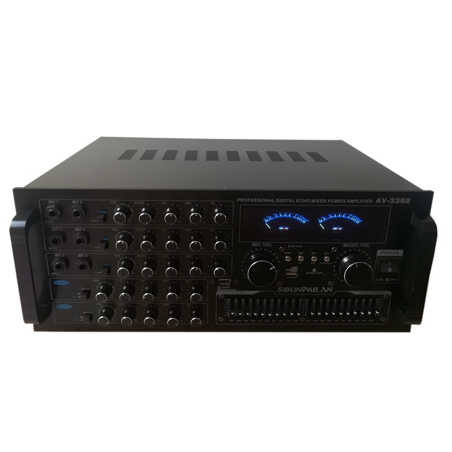 เครื่องขยายเสียงกลางแจ้ง เพาเวอร์มิกเซอร์ (แอมป์หน้ามิกซ์) power amplifier 600W (RMS) บลูทูธ USB SD Card FM รุ่น AV-3352